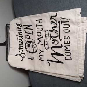 Sometimes I Open My Mouth My Mother Comes Out Towel Kitchen Dish Hand Cotton NWT